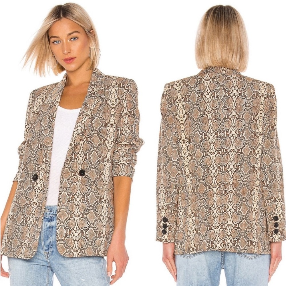 NEW Anine Bing Madeleine Snakeskin Python Print Blazer XS NWT